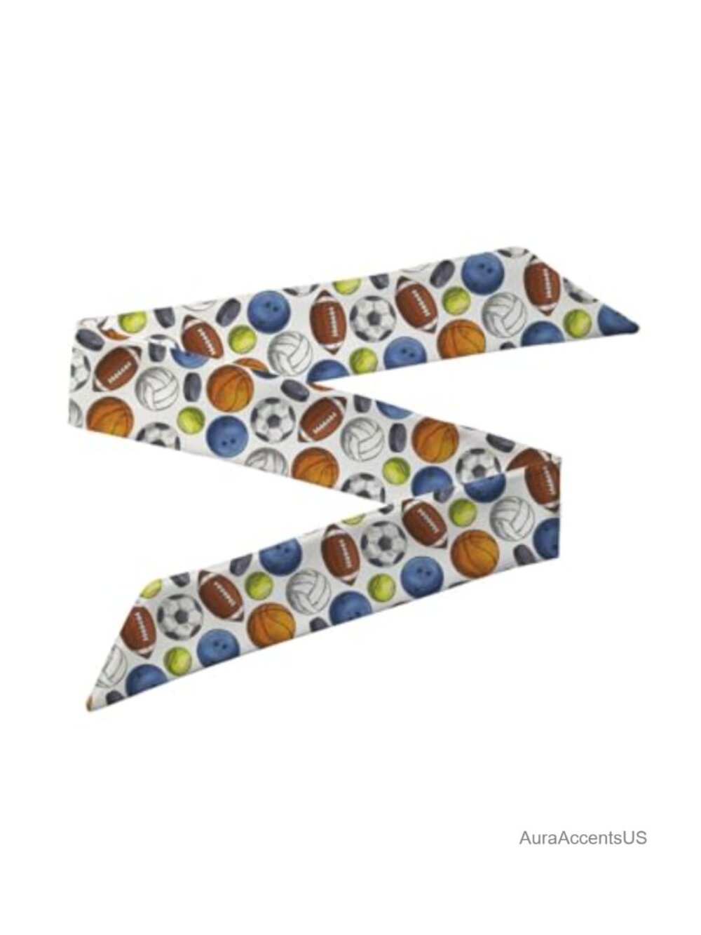 Soccer Print Neck Scarf Soft Fabric Narrow Purse Handle Scarf